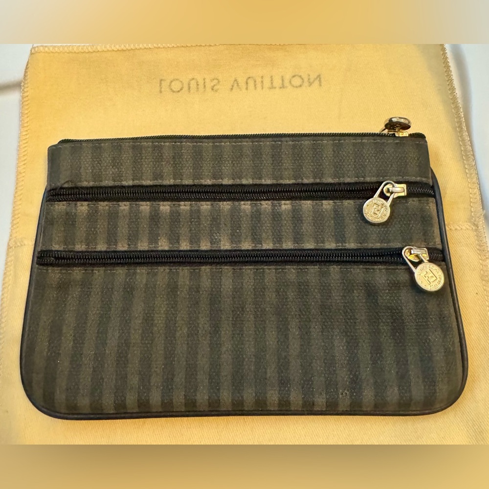 Fendi penguin stripe 4 compartment wallet clutch